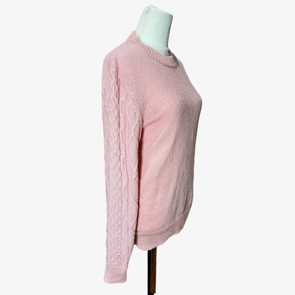 Rebecca Minkoff Designer Sweater Pink Penny Cable Knit Long Sleeve Women’s Sz S - Picture 7 of 12